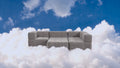 Modulares Sofa Stone Grey im 5er-Set vor Wolkenhintergrund